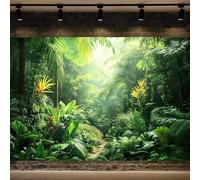 20X10ft Jungle Forest Backdrop Green Rainforest Tropical Palm Leaves Photography Background Summer Hawaiian Luau Adventure Wedding Bride Newborn Baby Shower Party Decorations Photo Studio Props