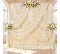 20x10FT Non-Shedding Glitter Light Champagne Backdrop Curtain, Wrinkle-Free 5x10FT Backdrop Drapes for 4 Panels Back Drop Cloth for Wedding Birthday Baby Shower Photography