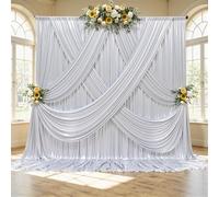 20x10FT Non-Shedding Glitter Silver Backdrop Curtain, Wrinkle-Free 5x10FT Backdrop Drapes for 4 Panels Back Drop Cloth for Wedding Birthday Baby Shower Photography Graduations