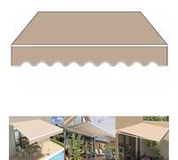 20x10ft Retractable Patio Awning Replacement Fabric - Waterproof Polyester Sunshade Canopy Cloth for Deck & Window - Beige Exterior Sun Shade Shelter