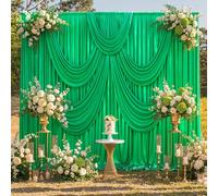 20x10FT Rich Green Sequin Backdrop Curtain - 4 Panels 5ft(W) x 10ft(H) Wrinkle Free Shimmer Back Drop Cloth, Glitter Backdrop Drapes for Photography, Birthday, Wedding, Graduation Background