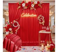 20x10ft Wrinkle Free Red Sequin Backdrop Curtain for Wedding Parties