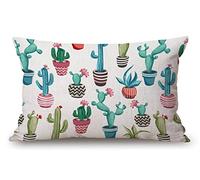 20x12 Inches Pillow Case Rustic Farmhouse Decor Cacti Flower Pillow Cover Cotton Linen Watercolor Cactus and Succulents Throw Pillow Case Cushion Cover for Sofa Couch Bedroom