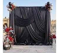 20x12FT Black Sequin Backdrop Curtain -4 Panels 5x12FT Wrinkle Free Shimmer Back Drop Cloth, Glitter Backdrop Drapes for Photography, Birthday, Wedding, Graduation Background