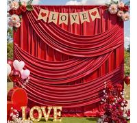 20x12FT Red Sequin Backdrop Curtain -4 Panels 5x12FT Wrinkle Free Shimmer Back Drop Cloth, Glitter Backdrop Drapes for Valentine's Day, Photography, Birthday, Wedding, Graduation Background