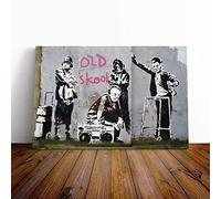 (20x14 Inch / 50x35cm) Banksy Old Skool Graffiti Wall Art Canvas Print | Gallery Wrapped 30mm Frame Wall Decor | 20x14 inches | Ready to Hang | Pop Art Picture | Living Room Bedroom Lounge Office