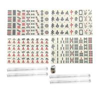 20x14x10mm Melamine Mahjong Game 144 Tiles, 2 Dice And Leather Carrying Case Traditional Chinese Board Games Majiang Leisure Game Supplies Gift For Women And Men