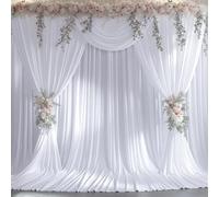 20x15 FT White Backdrop Curtain for Parties Wrinkle Free Photo Backdrop Curtains Polyester Wedding Back Drop Cloth Background for Birthday Photography Portraits Pet Photoshoot Prom Decoration