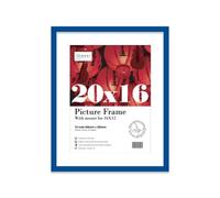 20X16" Blue Frame With Mount For 16X12" Pictures 20mm Slim Edge Portrait And Landscape Display With Wall Hooks