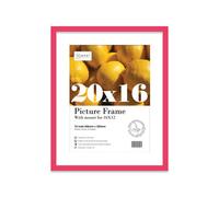 20X16" Bright Pink Frame With Mount For 16X12" Pictures 20mm Thin Edge Portrait And Landscape Display With Wall Hooks