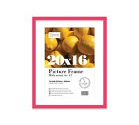 20X16" Bright Pink Frame With Mount For A3 Pictures 20mm Slim Edge Portrait And Landscape Display With Wall Hooks
