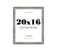 20x16" Distressed Green Picture Frame - Rustic Wood Industrial Effect Photo Frame for Wall Display, Ideal for Posters, Prints & Home Décor, Wall Hooks, 32mm Edge - 1 Pack
