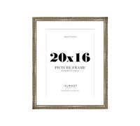 20x16 Gunmetal Ornate Photo Frame With White Mat For A3 Picture, Ready to Hang, 1 Pack