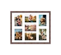 20X16 Inch 7 Opening Photo Collage Frame, Display Seven 6X4 Inch Photos, Multi Aperture Family Picture Frame, Walnut