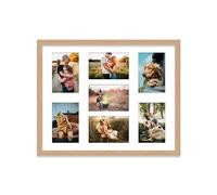 20x16 Inch 7 Opening Photo Collage Frame, Display Seven 6x4 Inch Photos, Multi Aperture Family Picture Frame, Oak