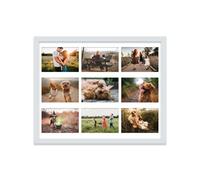 20X16 Inch 9 Opening Photo Collage Frame, Display Nine 6X4 Inch Photos, Multi Aperture Family Picture Frame, Light Grey