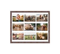 20x16 Inch 9 Opening Photo Collage Frame, Display Nine 6x4 Inch Photos, Multi Aperture Family Picture Frame, Walnut