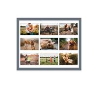 20X16 Inch 9 Opening Photo Collage Frame, Display Nine 6X4 Inch Photos, Multi Aperture Family Picture Frame, Grey
