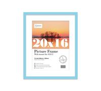 20X16" Light Blue Frame With Mount For 16X12" Pictures 20mm Slim Edge Portrait And Landscape Display With Wall Hooks