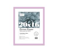 Almost Frameless 20x16 Lilac Picture Frame With Mount for 16x12 Print, Poster or Photo Poster, Photo, Artwork, or Print. Thin Edge Slim Frame Portrait and Landscape Display with Wall Hooks