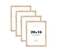 20x16 Oak Frame With Mount for A3 Pictures 28mm Edge Portrait and Landscape Display with Wall Hooks, 4 Pack
