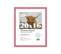 20X16" Pink Frame With Mount For 16X12" Pictures 20mm Slim Edge Portrait And Landscape Display With Wall Hooks