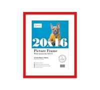 20X16" Red Frame With Mount For 16X12" Pictures 20mm Slim Edge Portrait And Landscape Display With Wall Hooks