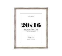 20x16 Silver Ornate Photo Frame With White Mat For 16x12 Picture, Ready to Hang, 1 Pack