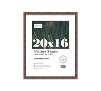 Almost Frameless 20x16 Walnut Picture Frame With Mount for 16x12 Print, Poster or Photo Poster, Photo, Artwork, or Print. Thin Edge Slim Frame Portrait and Landscape Display with Wall Hooks