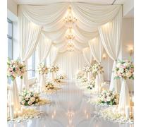 20x20 FT Ivory Backdrop Curtain for Parties Wrinkle Free Photo Backdrop Curtains Polyester Wedding Back Drop Cloth Background for Birthday Photography Portraits Pet Photoshoot Prom Decoration