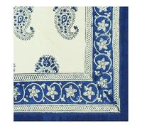 20x20 Inches Cotton Napkins Set of 4, White Blue, Washable Hand Block Printed Reusable Cloth Napkins For Dinning, Party, Wedding, Restaurant, Cocktail, Home Decor Autumn Outdoor