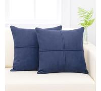 20x20 Navy Blue Throw Pillow Covers Set of 2 Faux Suede Soft Leather Like Decorative Square Pillowcases for Couch Sofa Chairs Vegan Suede Dark Blue Cushion Covers Rustic Modern Farmhouse Home Decor