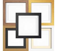 20X20 OAK MODERN WIDE PHOTO PICTURE POSTER FRAME WITH WHITE 18X18 MOUNT