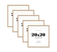 20x20 Oak Picture Frame with Mount for 18x18 Photos, Prints - Modern Square Wall Frame, Set of 5
