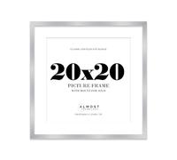 20x20 Silver Picture Frame with Mount for 18x18 Photos, Prints - Modern Square Wall Frame, 1 Pack