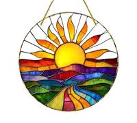 20x20cm Large and Colorful Sun Catcher,Large Stained Glass Sun Catcher for Windows,Vibrant Hanging Garden Ornament,Suncatcher Kit with Chain,Home Window Decor for Bedroom,Balcony,Living Room
