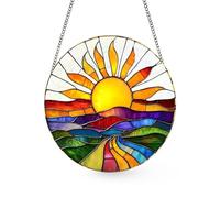 20x20cm Large and Colorful Sun Catcher with Stained Glass Effect - Hanging Window Decoration with Chain and Hook, Vibrant Sun Suncatcher for Home Wall, Bedroom, Living Room, Balcony Decor