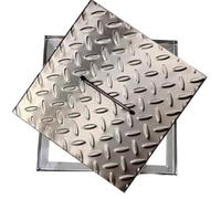 20x20cm Stainless Steel Square Septic Tank Cover SlipResistant with Retractable Handle Driveway Drain Plate Durable and Secure Access Solution