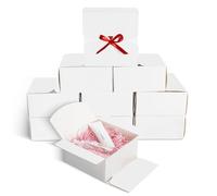 20x20x10cm 10 Pcs White Gift Boxes with Lids for Presents Small Cardboard Kraft Paper Gift Boxes with Ribbon - Perfect for Wedding, Birthday, Party, Cake Packaging
