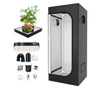 20x20x39"Grow Tent, Growing Tent with High Reflective Aluminium Film and Floor Tray, with Hangers, Shear, Timer, Humidity Monitor, Air Filter, Exhaust fan 100cm