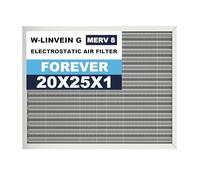20x25x1 Reusable Air Filter, Electrostatic, Washable Lasts a Lifetime, Breathe Fresher Air in Home and Office HVAC AC Furnace Systems, Merv 8 (Actual Size: 19.75x24.65x1 Inch)