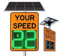 20''x27''/24"X35" Radar Speed Display Sign, Solar Powered Speed Limit Radar Sign, Aluminum Speed Radar Feedback Sign LED Radar Speed Limit Sign for Streets & Neighborhoods 50×70cm/20×27in-Orange