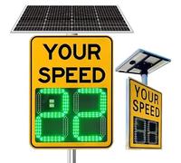 20''x27''/24"X35" Radar Speed Display Sign, Solar Powered Speed Limit Radar Sign, Aluminum Speed Radar Feedback Sign LED Radar Speed Limit Sign for Streets & Neighborhoods 60×90cm/24×35in-Yellow