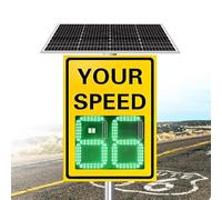 20''x27''/24"X35" Solar Powered Radar Feedback Sign, Aluminum Traffic Speed Feedback Sign with LED Display, High Brightness Reflective, Visible Distance 800m, Easy Installation Yellow-50x70cm/20"x27"