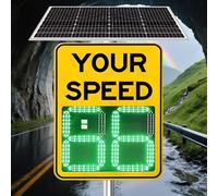 20''x27''/24"X35" Solar Powered Speed Limit Radar Sign, LED Radar Feedback Sign Traffic Feedback Warning Board Speed Display, Visible Distance 800m Digital Speed Detector 50×70cm/20×27in-Yellow