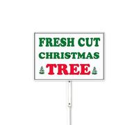 20x30 CM Christmas Yard Sign Fresh Cut Christmas Tree Aluminum Sign With Stake Christmas Yards & Lawn Decorations Winter Outdoor Decor Sturdy & Strong Easy to Install