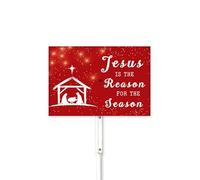 20x30 CM Christmas Yard Sign Jesus Is The Reason for the Season Aluminum Sign With Stake Christmas Yards & Lawn Decorations Winter Outdoor Decor Sturdy & Strong Easy to Install