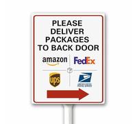 20X30 CM Please Deliver All Packages to Back Door Right Arrow Delivery Sign for Delivery Driver Delivery Instructions for My Packages from Amazon Outdoor Signs for Home