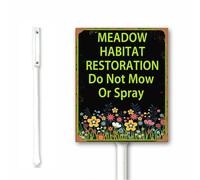 20x30 CM Vintage Please Do Not Mow or Spray Meadow Habitat Restoration Yard Sign With Stake, No Mowing Sign, Wildflowers Garden Signs, Sturdy Weatherproof Aluminum Outdoor Use
