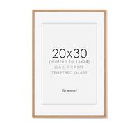 20x30 Picture Frame, Rustic Wood 20 x 30 Poster Frames for Wall, Oak Wood Picture Frames 20 by 30 with Real Glass, 20x30 Frame Matted for 16x24, Large Wooden Photo Frame 20x30 Inch, Oak Color, 1 Pack
